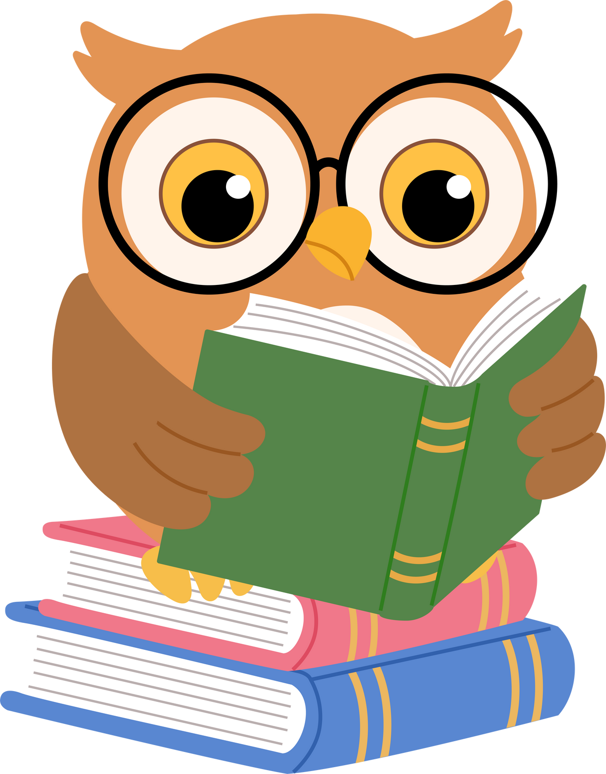 cute owl reading books